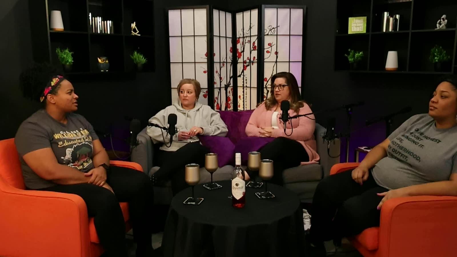 Pour @ Four recording at The Recording Pod — four hosts on the studio set, Woodbridge VA
